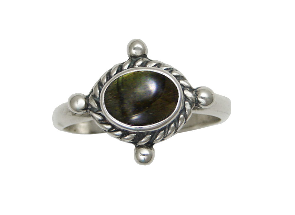 Sterling Silver Gemstone Ring With Spectrolite Size 9 Sterling Silver Gemstone Ring With Spectrolite Size 9